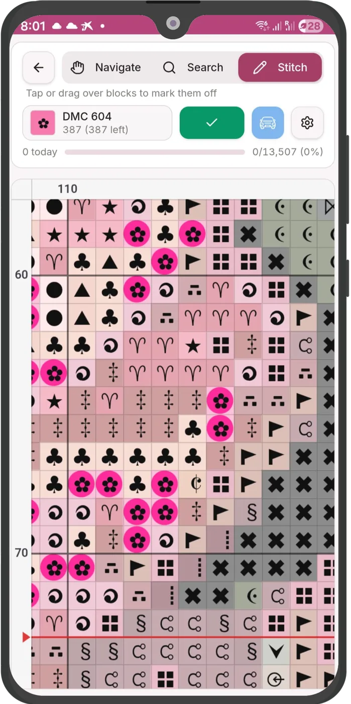 Flossom chart reader screen