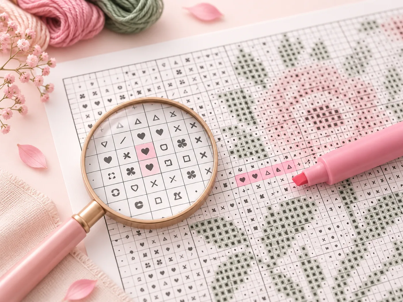 Hard to read cross stitch chart symbols